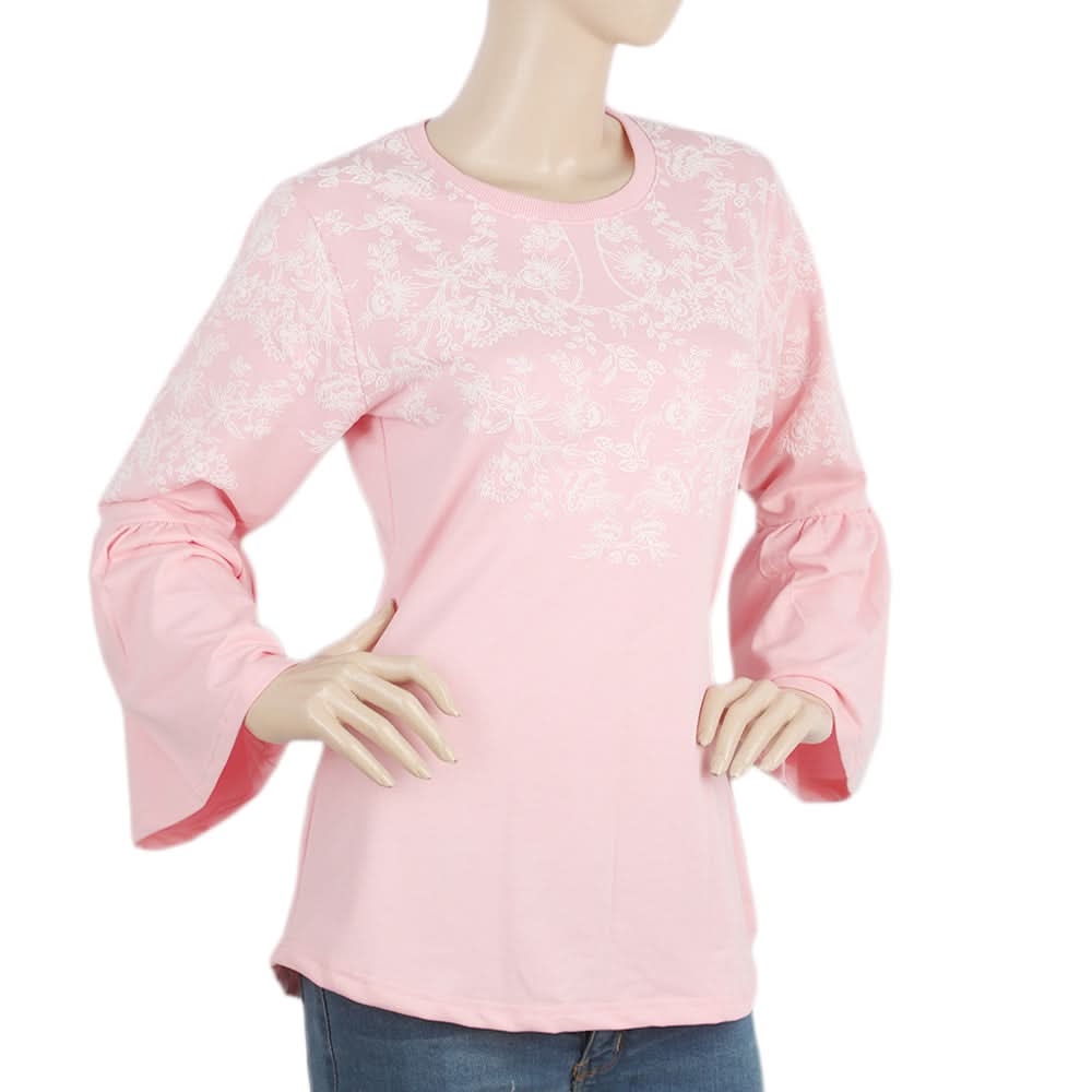 Women's Knitted Tops With Puff Print - Light Pink, Women, T-Shirts And Tops, Chase Value, Chase Value