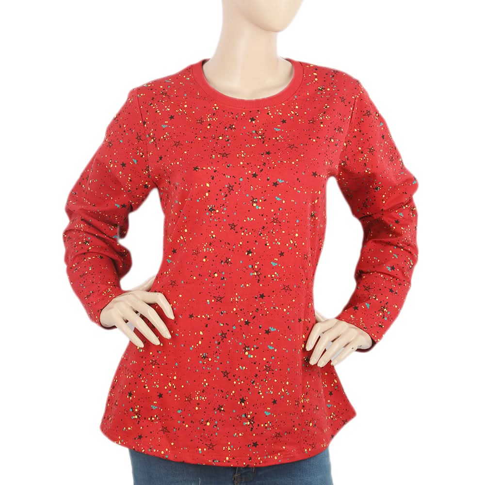 Women's Full Sleeves T-Shirt - Red, Women, T-Shirts And Tops, Chase Value, Chase Value