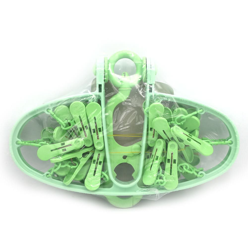 Hosiery Drying Hanger 20 Clips - Green, Newborn Baby Accessories, Chase Value, Chase Value