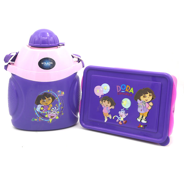 Water Bottle 600 ML with Lunch Box - Purple, Kids, Tiffin Boxes And Bottles, Chase Value, Chase Value