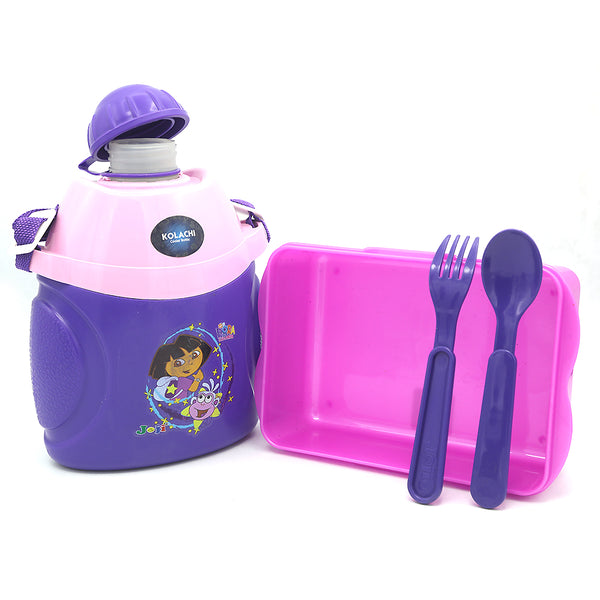 Water Bottle 600 ML with Lunch Box - Purple, Kids, Tiffin Boxes And Bottles, Chase Value, Chase Value
