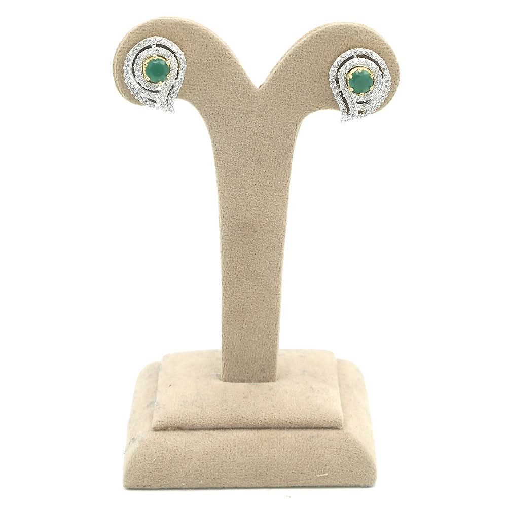 Women's American Diamond Ear Jhumki - Green, Women, Earrings & Tops, Chase Value, Chase Value