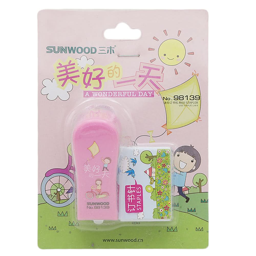 Sunwood Stapler With Pins98139 - Pink, Kids, Pencil Boxes And Stationery Sets, Chase Value, Chase Value