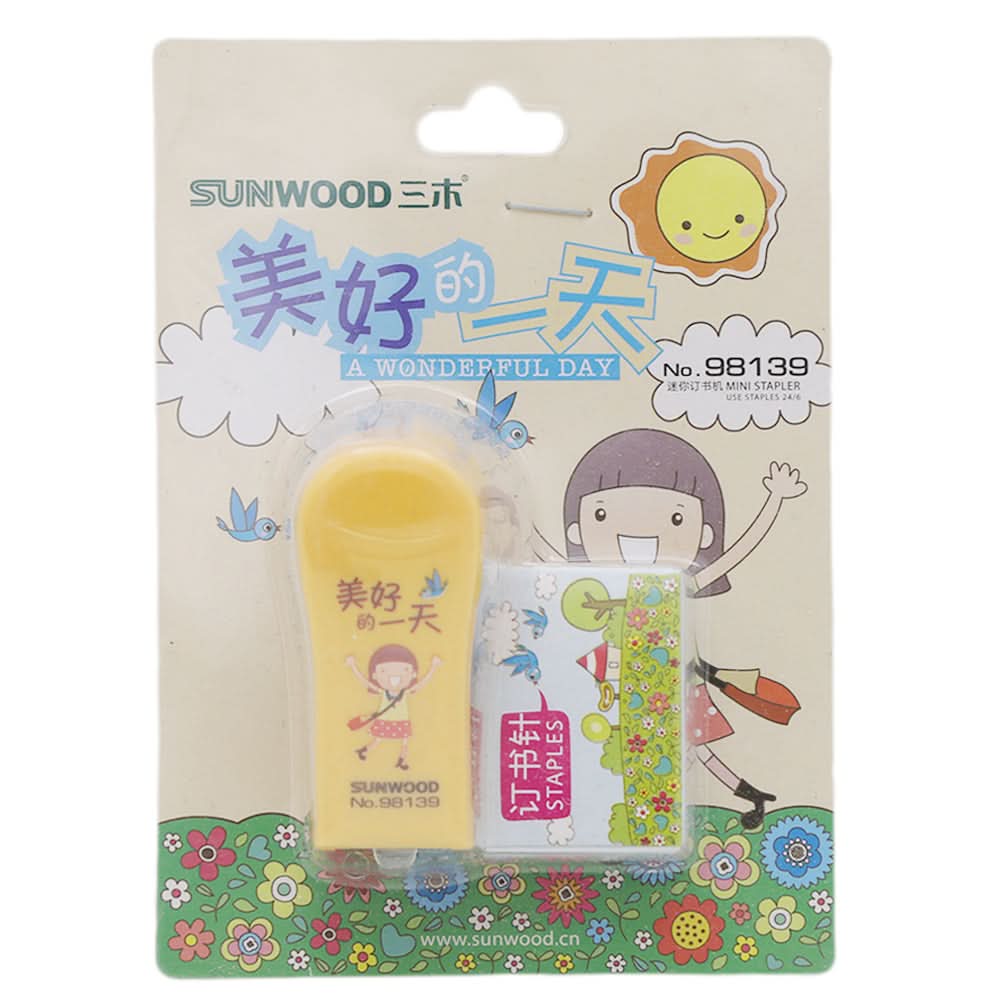 Sunwood Stapler With Pins98139 - Yellow, Kids, Pencil Boxes And Stationery Sets, Chase Value, Chase Value
