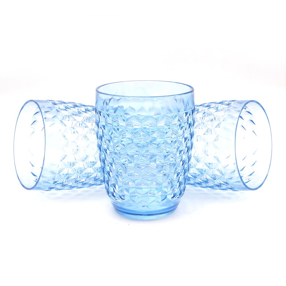 Diamond Glass 3 Pcs Pack - Light Blue, Home & Lifestyle, Glassware & Drinkware, Chase Value, Chase Value