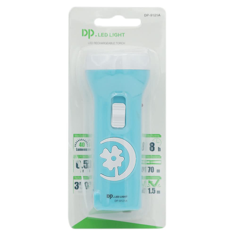 Rechargeable 1 LED Torch DP-9121A - Sky Blue, Home & Lifestyle, Emergency Lights & Torch, Chase Value, Chase Value