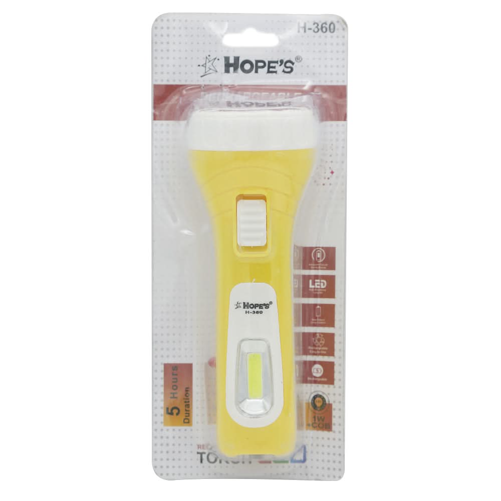 Hopes 2 LED Torch H-360 - Yellow, Home & Lifestyle, Emergency Lights & Torch, Chase Value, Chase Value