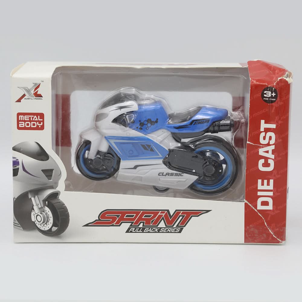 Die Cast Pull Back Metal Motorcycle - Blue, Kids, Non-Remote Control, Chase Value, Chase Value