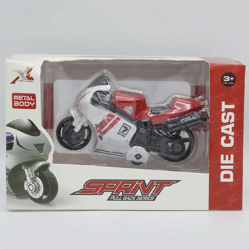 Die Cast Pull Back Metal Motorcycle - Red, Kids, Non-Remote Control, Chase Value, Chase Value