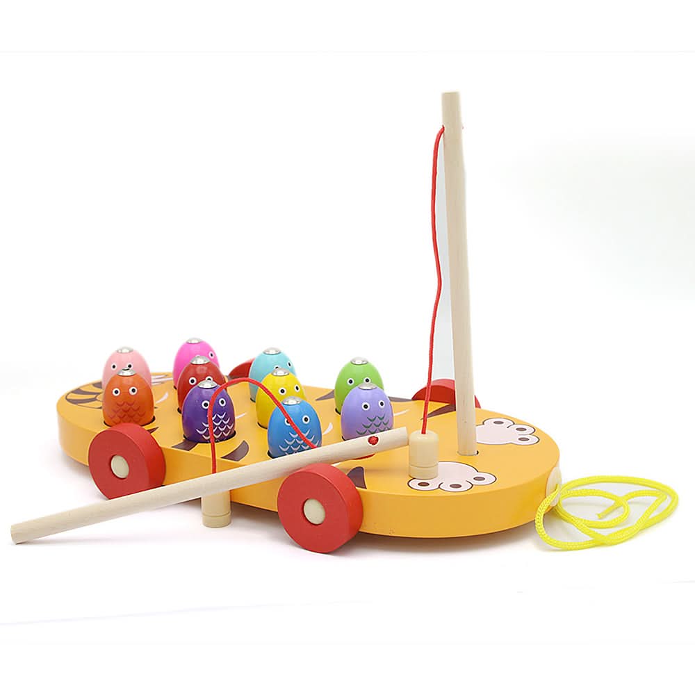 Wooden Duckling and Kitten Fishing Trailer 3600, Kids, Educational Toys, Chase Value, Chase Value