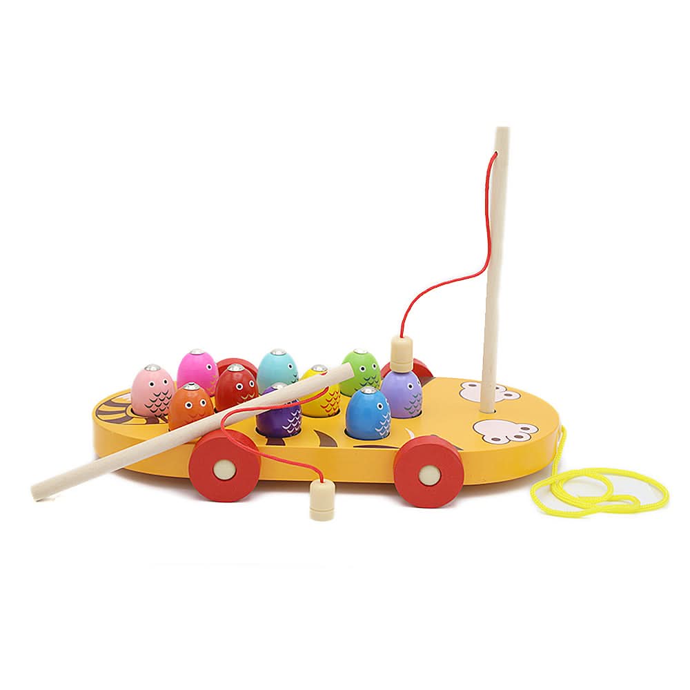Wooden Duckling and Kitten Fishing Trailer 3600, Kids, Educational Toys, Chase Value, Chase Value