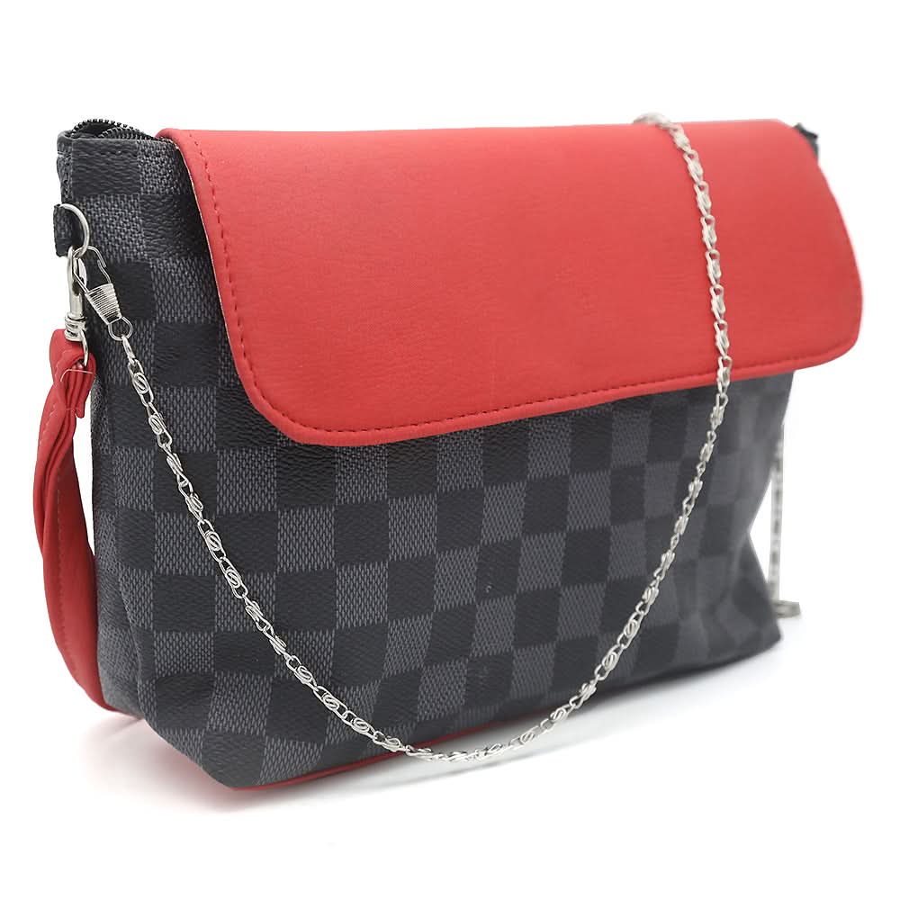 Women's Shoulder Bag K-1234 - Red & Grey, Women, Bags, Chase Value, Chase Value