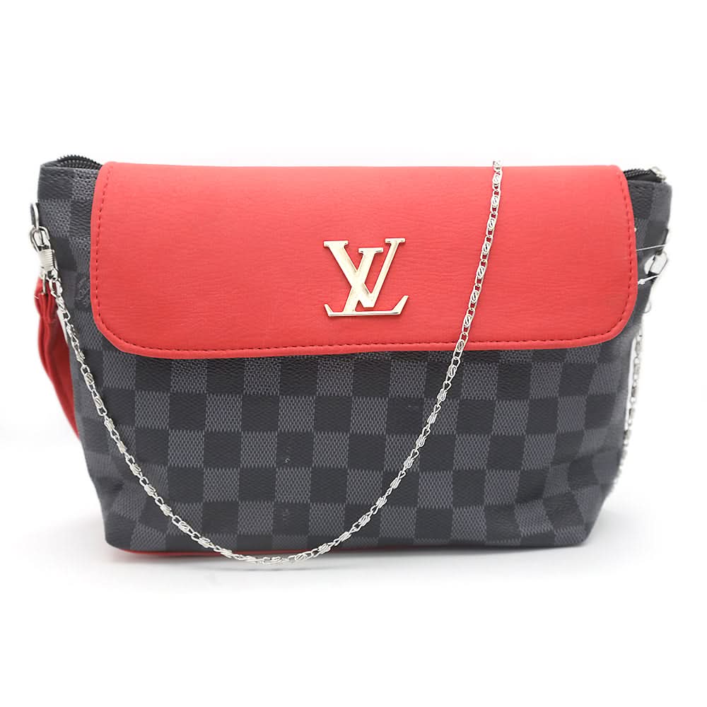 Women's Shoulder Bag K-1234 - Red & Grey, Women, Bags, Chase Value, Chase Value