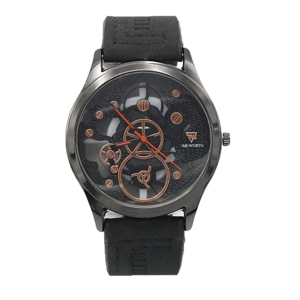 Men's Skeleton Strap Watch - Black, Men, Watches, Chase Value, Chase Value