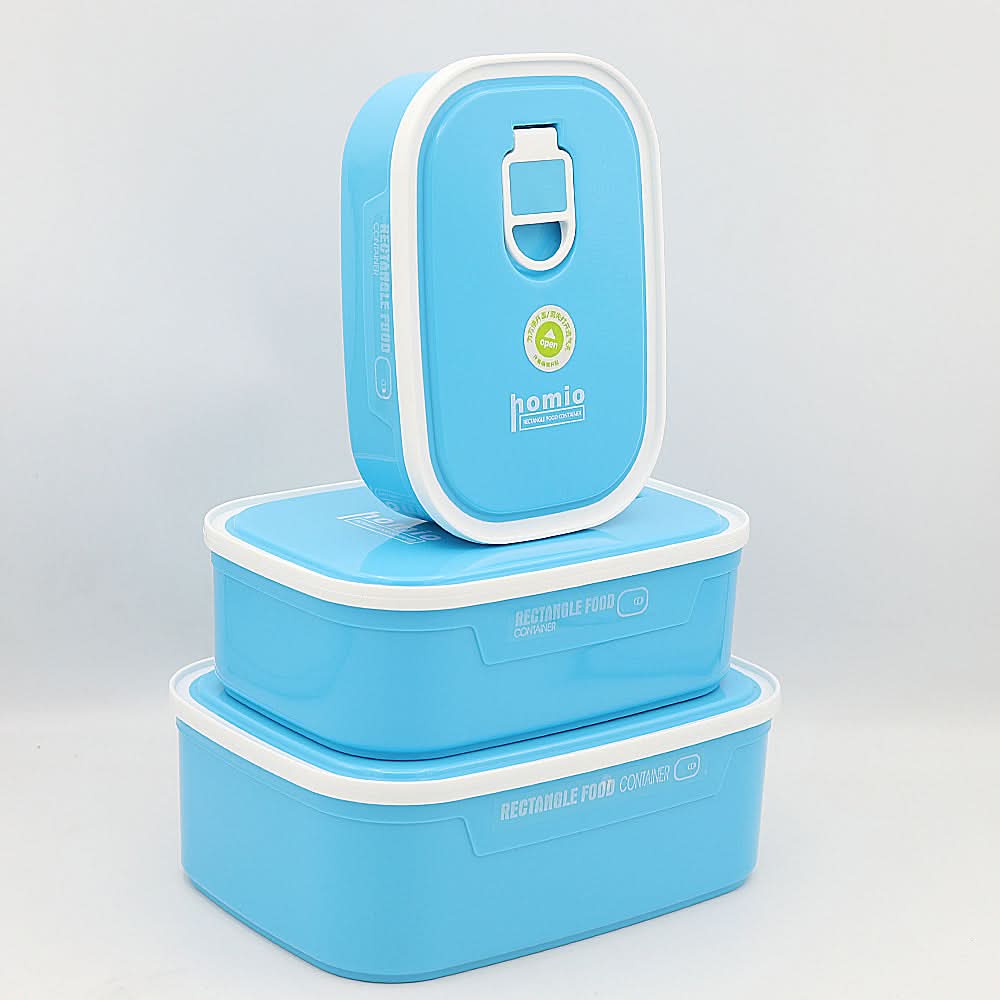Plastic Lunch Box 3 Piece Set 8105 - Blue, Kids, Tiffin Boxes And Bottles, Chase Value, Chase Value