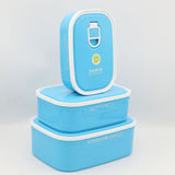Plastic Lunch Box 3 Piece Set 8105 - Blue, Kids, Tiffin Boxes And Bottles, Chase Value, Chase Value