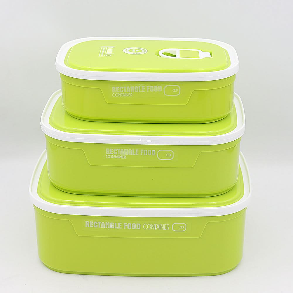 Plastic Lunch Box 3 Piece Set 8105 - Green, Kids, Tiffin Boxes And Bottles, Chase Value, Chase Value