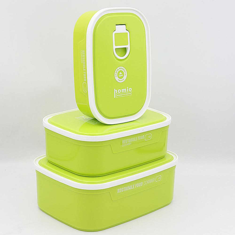 Plastic Lunch Box 3 Piece Set 8105 - Green, Kids, Tiffin Boxes And Bottles, Chase Value, Chase Value