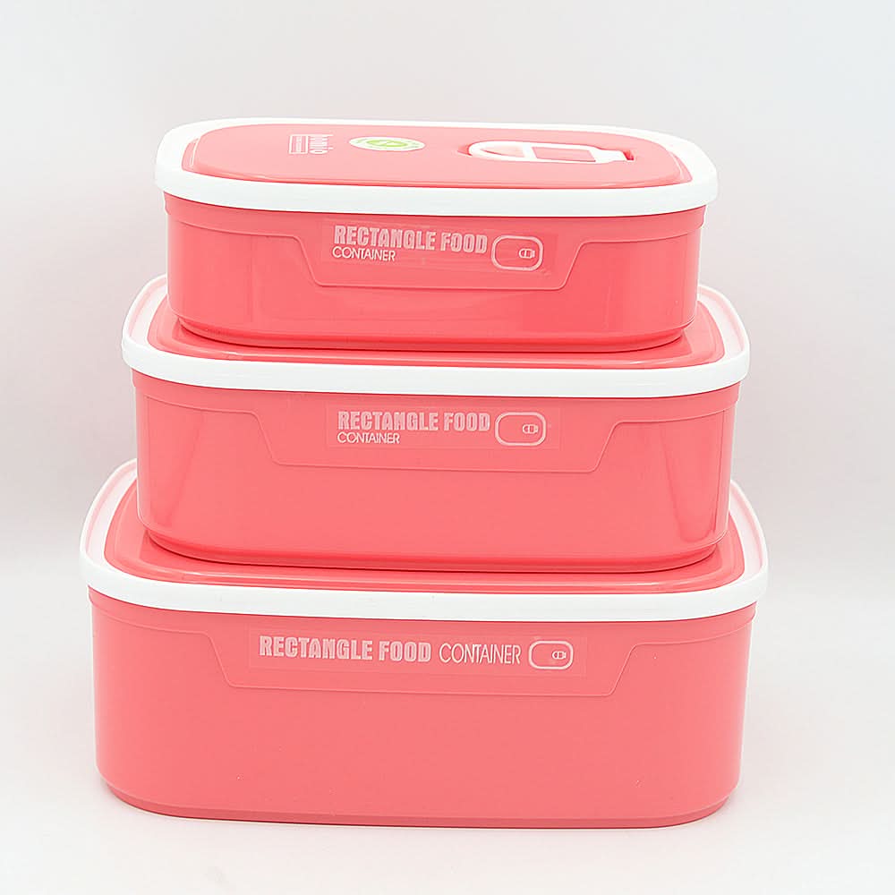 Plastic Lunch Box 3 Piece Set 8105 - Pink, Kids, Tiffin Boxes And Bottles, Chase Value, Chase Value