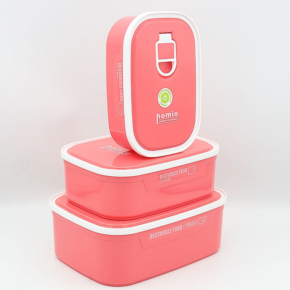 Plastic Lunch Box 3 Piece Set 8105 - Pink, Kids, Tiffin Boxes And Bottles, Chase Value, Chase Value