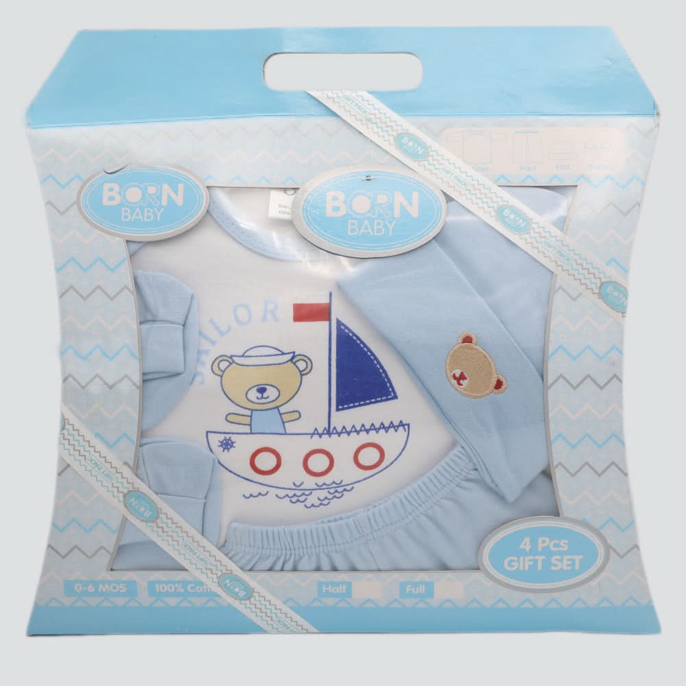 Newborn Unisex 4 Piece Gift Set - Blue, Kids, Newborn Gift Set, Chase Value, Chase Value
