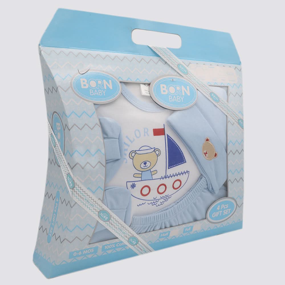 Newborn Unisex 4 Piece Gift Set - Blue, Kids, Newborn Gift Set, Chase Value, Chase Value