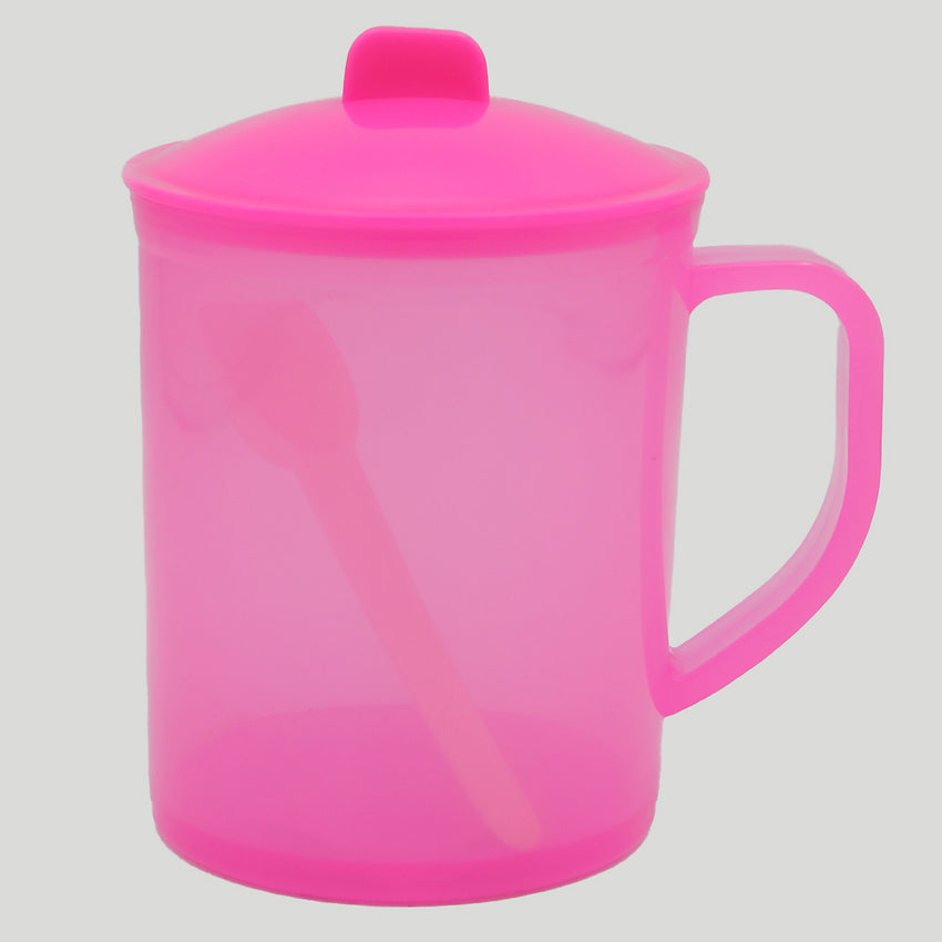 Plastic Mug With Spoon - Pink, Home & Lifestyle, Glassware & Drinkware, Chase Value, Chase Value