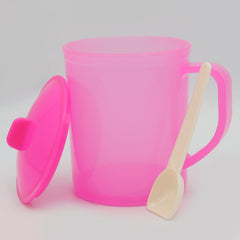 Plastic Mug With Spoon - Pink, Home & Lifestyle, Glassware & Drinkware, Chase Value, Chase Value