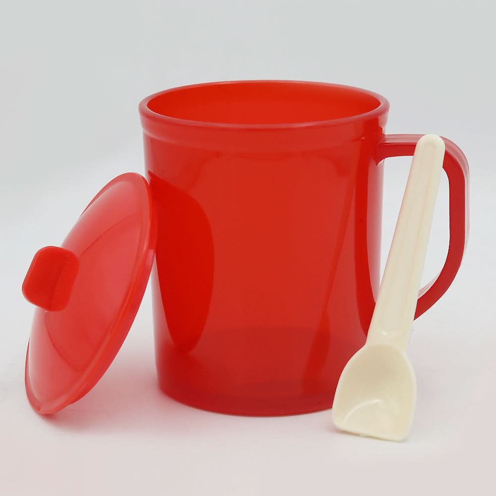 Plastic Mug With Spoon - Red, Home & Lifestyle, Glassware & Drinkware, Chase Value, Chase Value