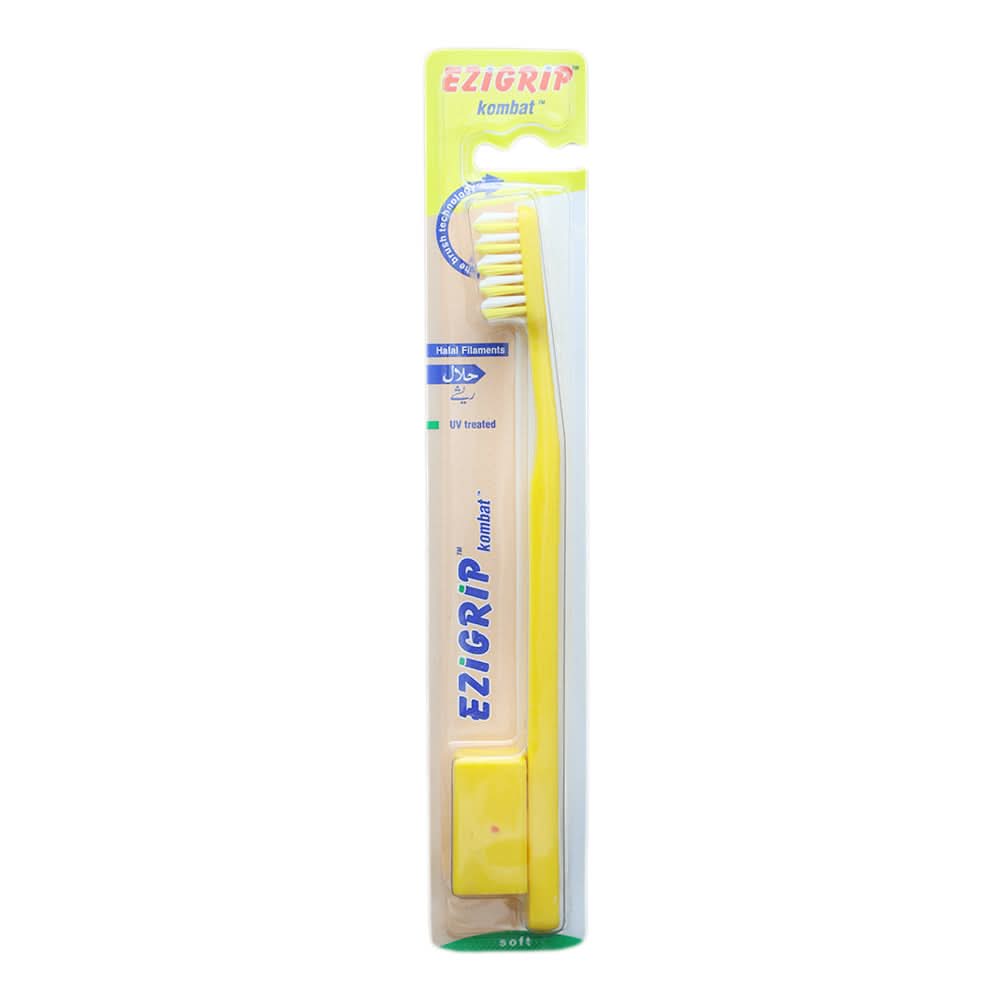 Ezigrip Kombat Tooth Brush - Yellow, Beauty & Personal Care, Oral Care, Chase Value, Chase Value