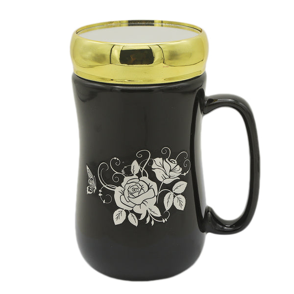 Black Mug Ceramic With Glass - 1 Pcs, Home & Lifestyle, Thermos & Mug, Chase Value, Chase Value