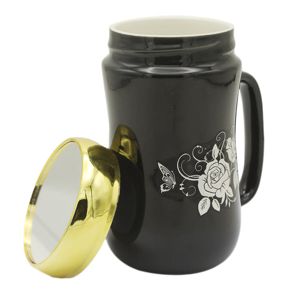 Black Mug Ceramic With Glass - 1 Pcs, Home & Lifestyle, Thermos & Mug, Chase Value, Chase Value