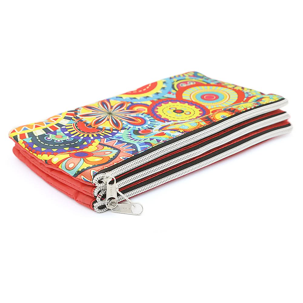 Pencil Pouch Three Zipper - Red, Kids, Pencil Boxes And Stationery Sets, Chase Value, Chase Value