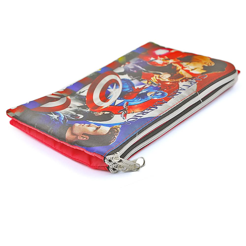 Pencil Pouch Two Zipper - Red, Kids, Pencil Boxes And Stationery Sets, Chase Value, Chase Value