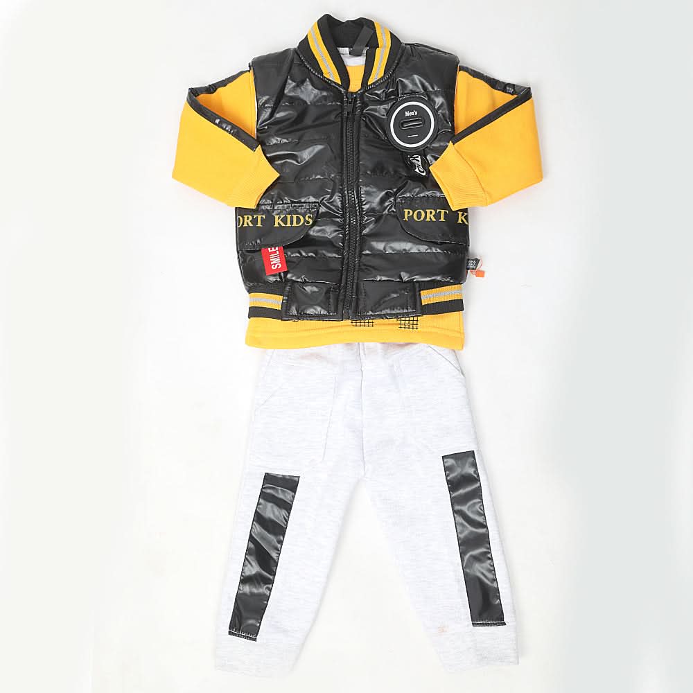 Boys 3 Piece Full Sleeves Suit - Yellow, Kids, Boys Sets And Suits, Chase Value, Chase Value