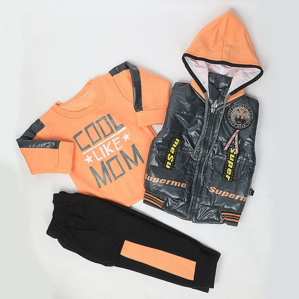 Boys 3 Piece Full Sleeves Suit - Peach, Kids, Boys Sets And Suits, Chase Value, Chase Value