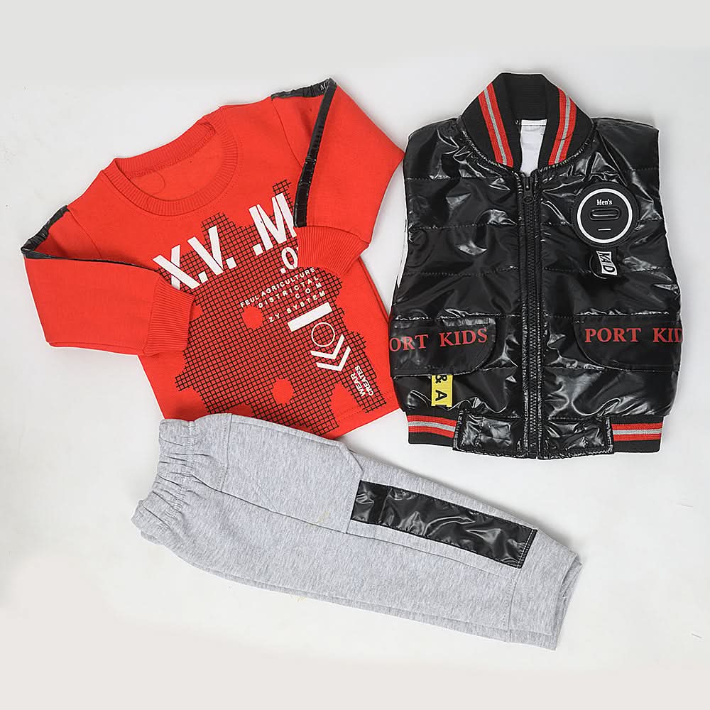 Boys 3 Piece Full Sleeves Suit - Orange, Kids, Boys Sets And Suits, Chase Value, Chase Value