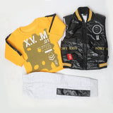 Boys 3 Piece Full Sleeves Suit - Yellow, Kids, Boys Sets And Suits, Chase Value, Chase Value