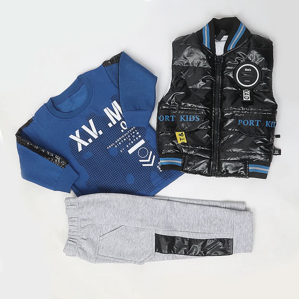 Boys 3 Piece Full Sleeves Suit - Blue, Kids, Boys Sets And Suits, Chase Value, Chase Value