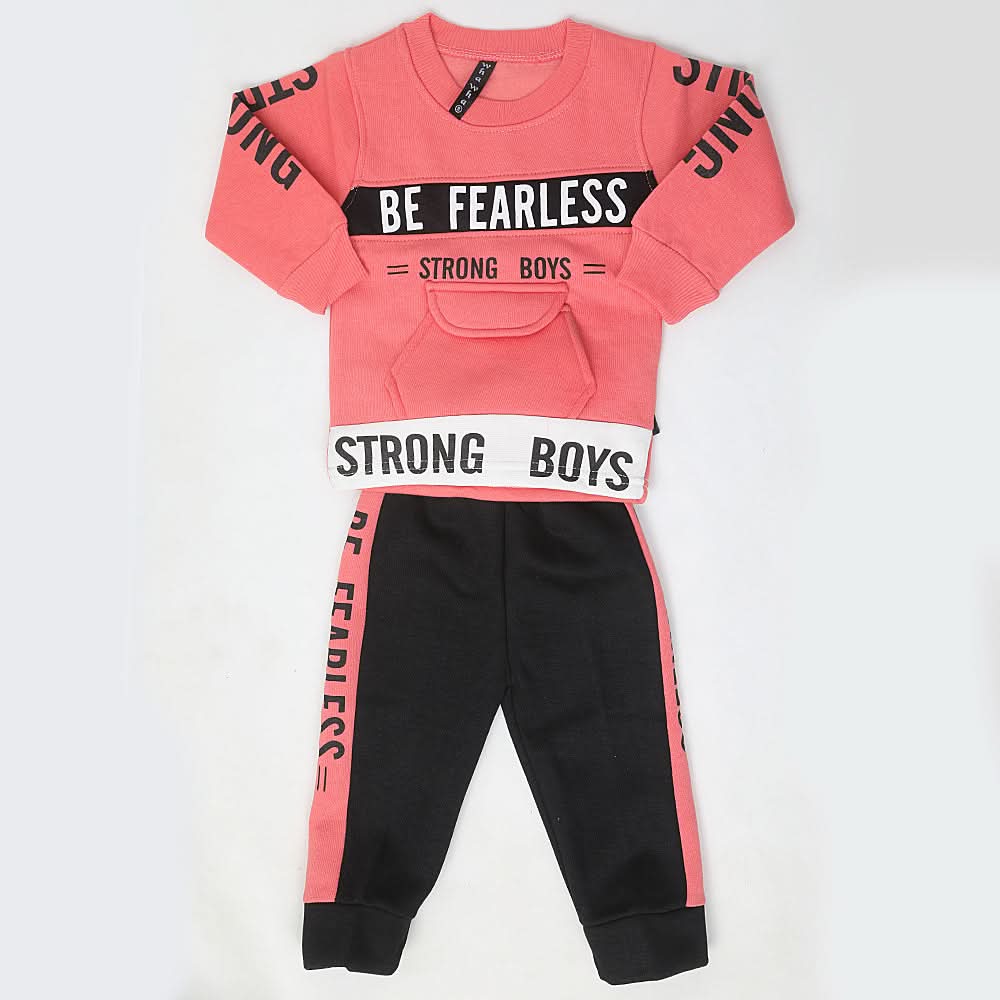 Boys Fleece Full Sleeves Suit - Peach, Kids, Boys Sets And Suits, Chase Value, Chase Value