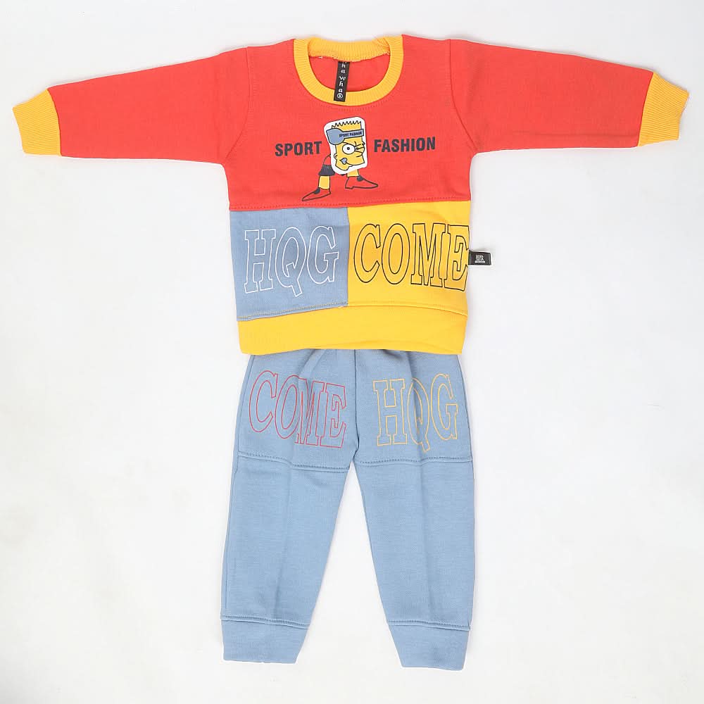 Boys Fleece Full Sleeves Suit - Rust, Kids, Boys Sets And Suits, Chase Value, Chase Value