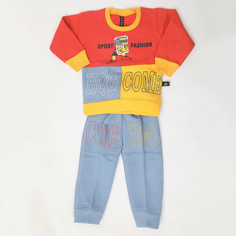 Boys Fleece Full Sleeves Suit - Rust, Kids, Boys Sets And Suits, Chase Value, Chase Value