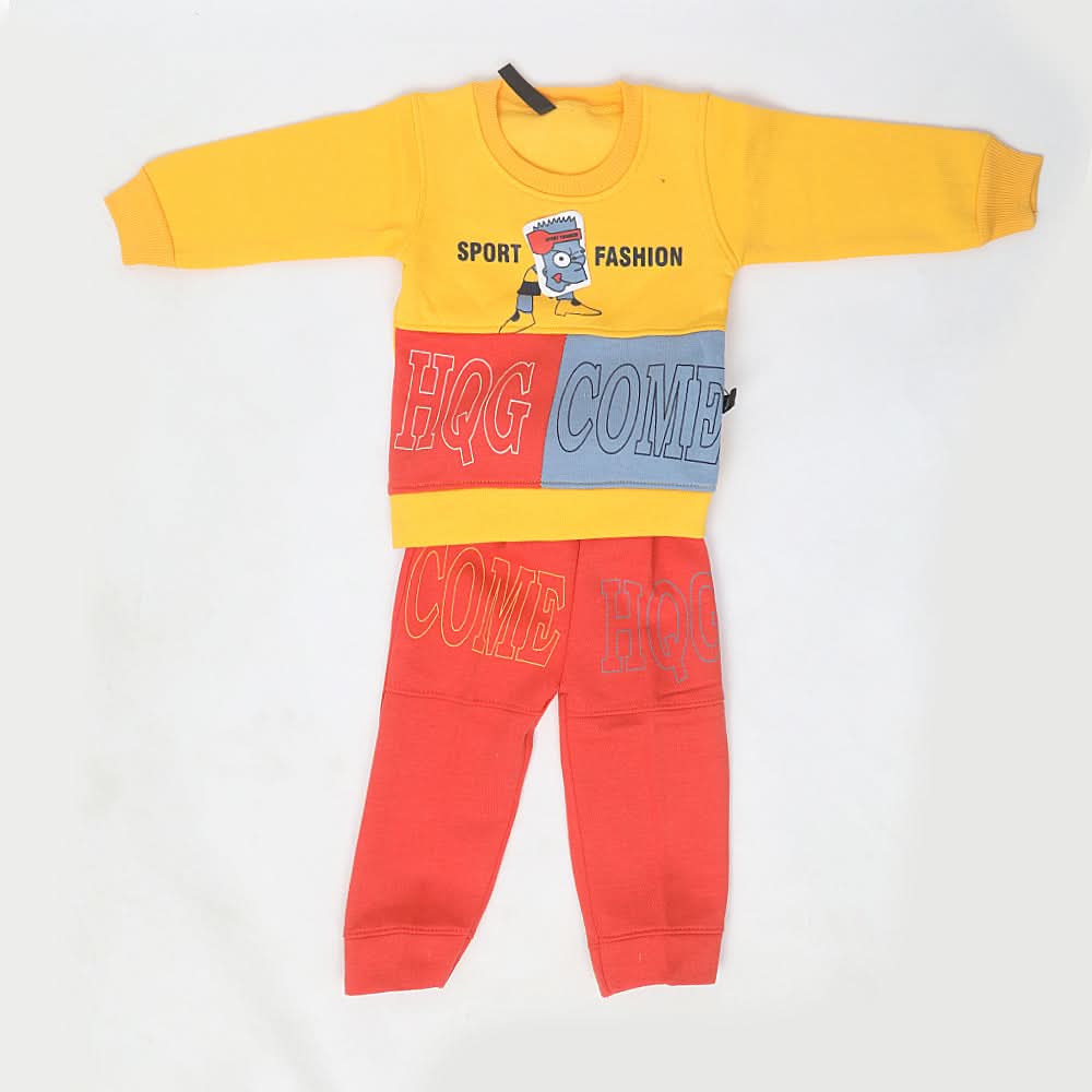 Boys Fleece Full Sleeves Suit - Yellow, Kids, Boys Sets And Suits, Chase Value, Chase Value
