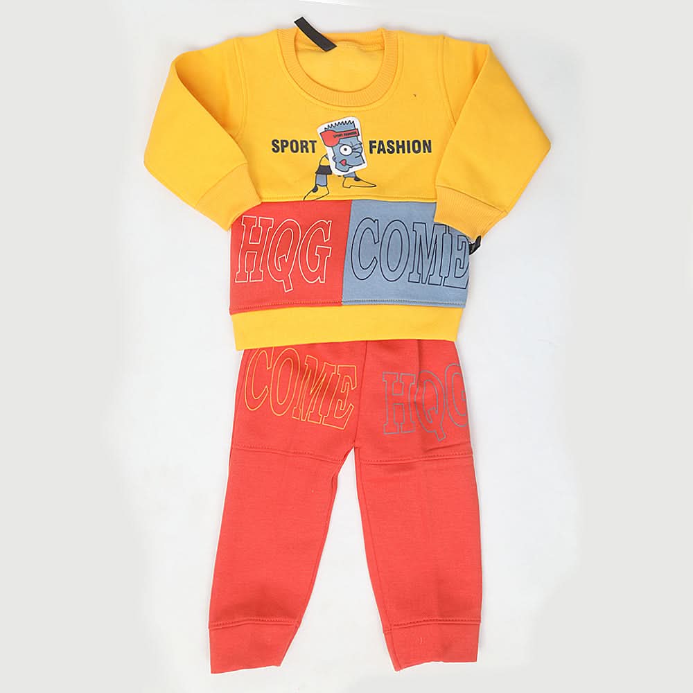 Boys Fleece Full Sleeves Suit - Yellow, Kids, Boys Sets And Suits, Chase Value, Chase Value