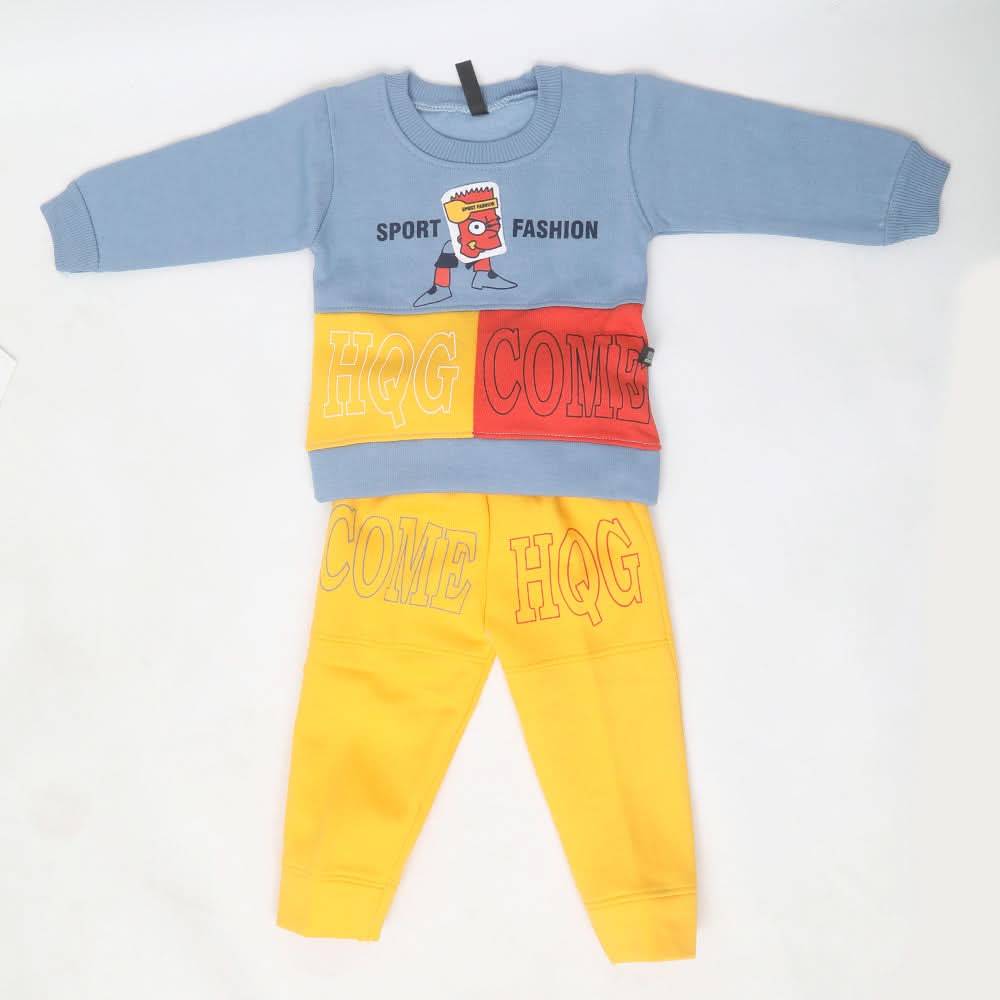 Boys Fleece Full Sleeves Suit - Steel Blue, Kids, Boys Sets And Suits, Chase Value, Chase Value