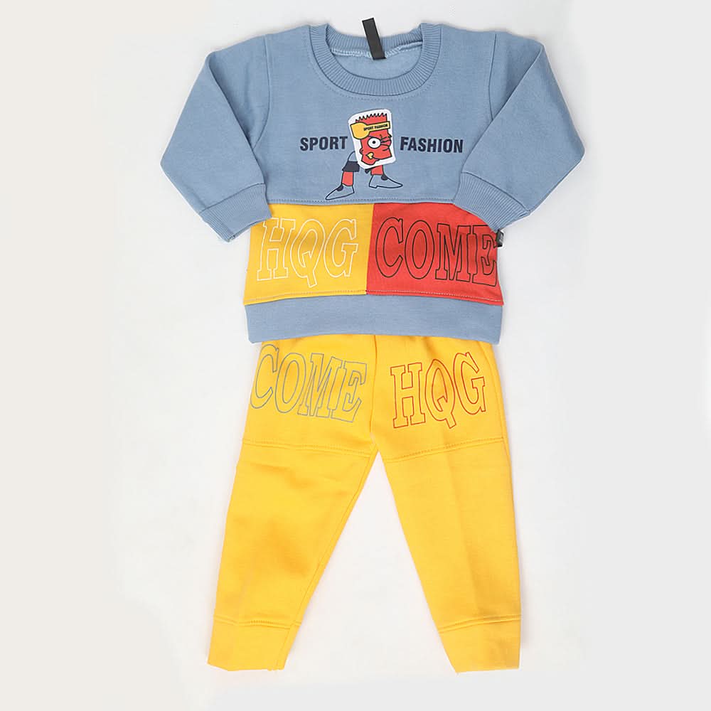 Boys Fleece Full Sleeves Suit - Steel Blue, Kids, Boys Sets And Suits, Chase Value, Chase Value