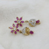 Women's American Diamond Ear Jhumki - Maroon, Women, Earrings & Tops, Chase Value, Chase Value