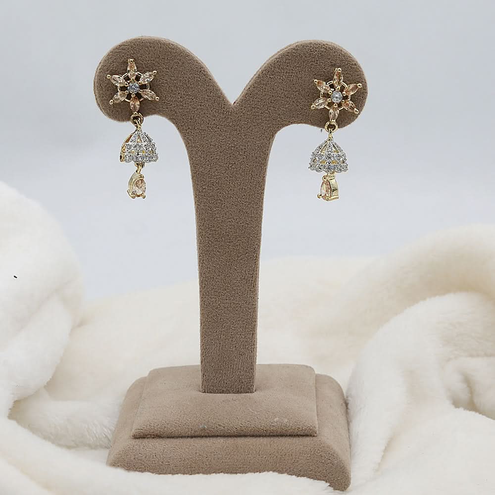 Women's American Diamond Ear Jhumki - Peach, Women, Earrings & Tops, Chase Value, Chase Value