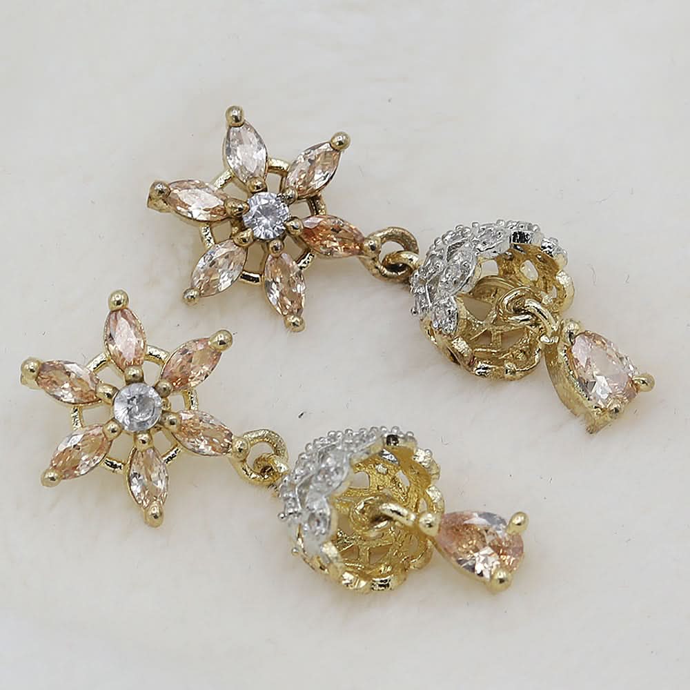 Women's American Diamond Ear Jhumki - Peach, Women, Earrings & Tops, Chase Value, Chase Value