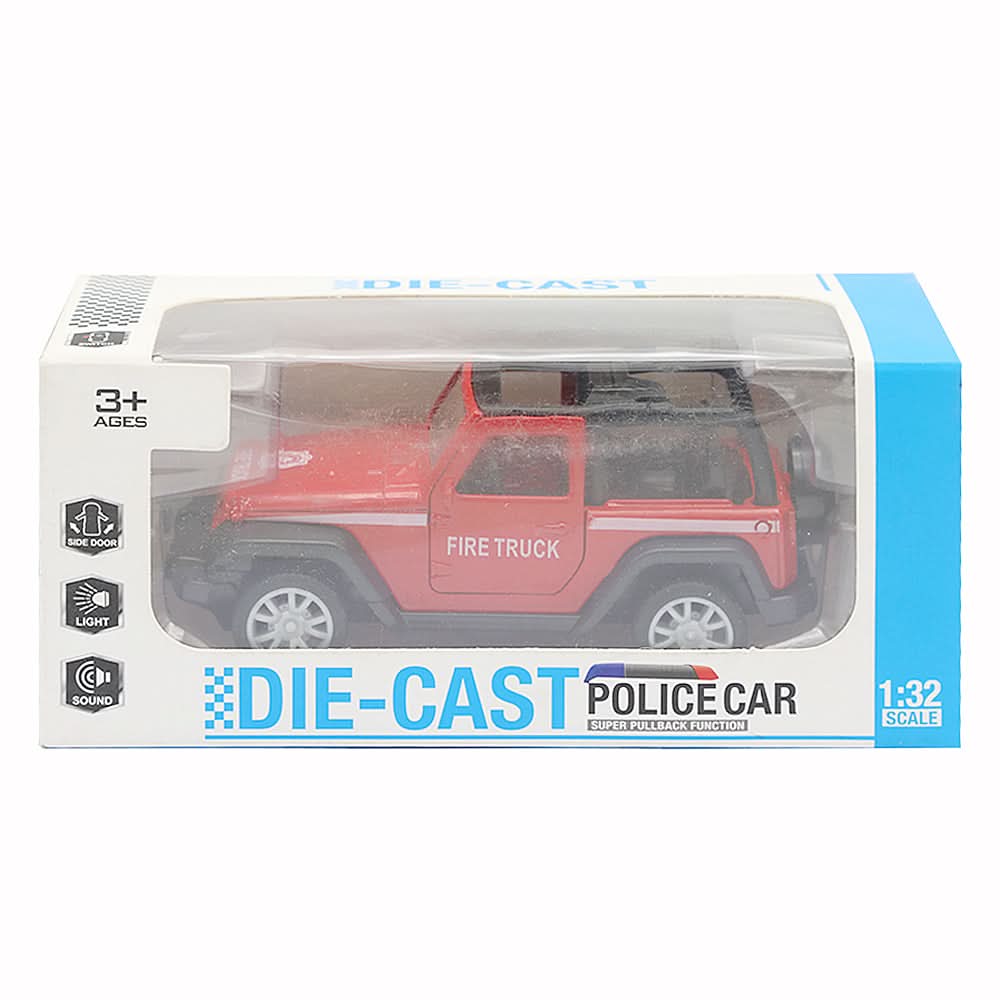 Pull Back Metal Car Police Jeep With Open Door - Red, Kids, Non-Remote Control, Chase Value, Chase Value